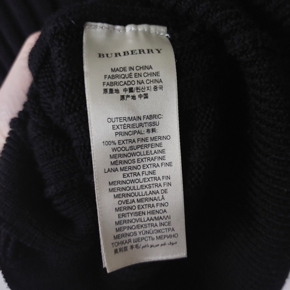 Burberry black ribbed merino wool knit belted cardigan sweater. Medium M - Picture 5 of 7